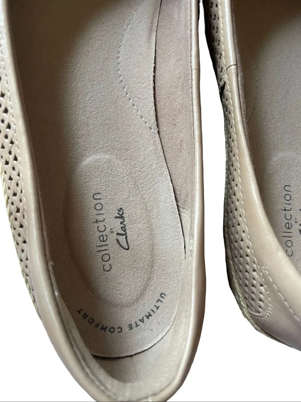 Clarks Womens Tan Danelly Adira Perforated Espadrille Slip On Flats Size 10